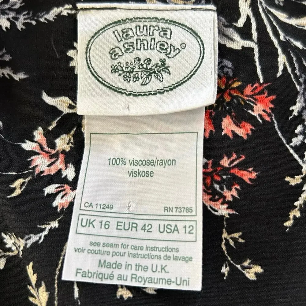 Laura Ashley Vintage Floral Maxi Dress Cottagecore Prairie Women Size 12 - Picture 4 of 5
